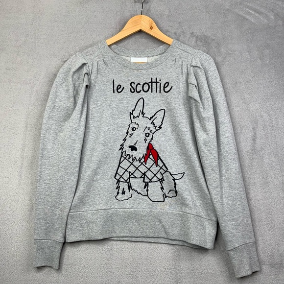 Charter Club Sweaters - Charter Club Women’s PM Long Sleeve Gray Scottie Dog Graphic Puff Sweatshirt.